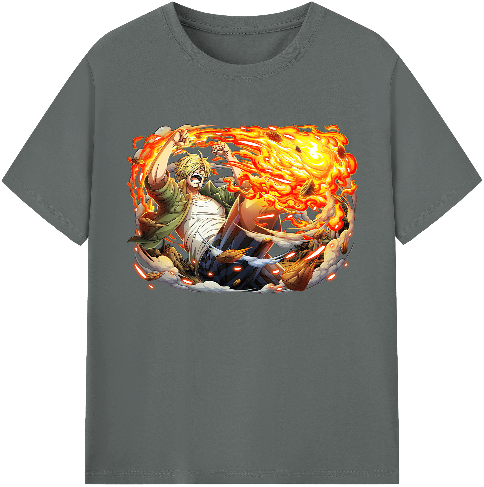 （画像用） ワンピース サンジ ONE PIECE Sanji 綿100％ メンズ半袖Tシャツ｜肌触りやわらか＆通気性